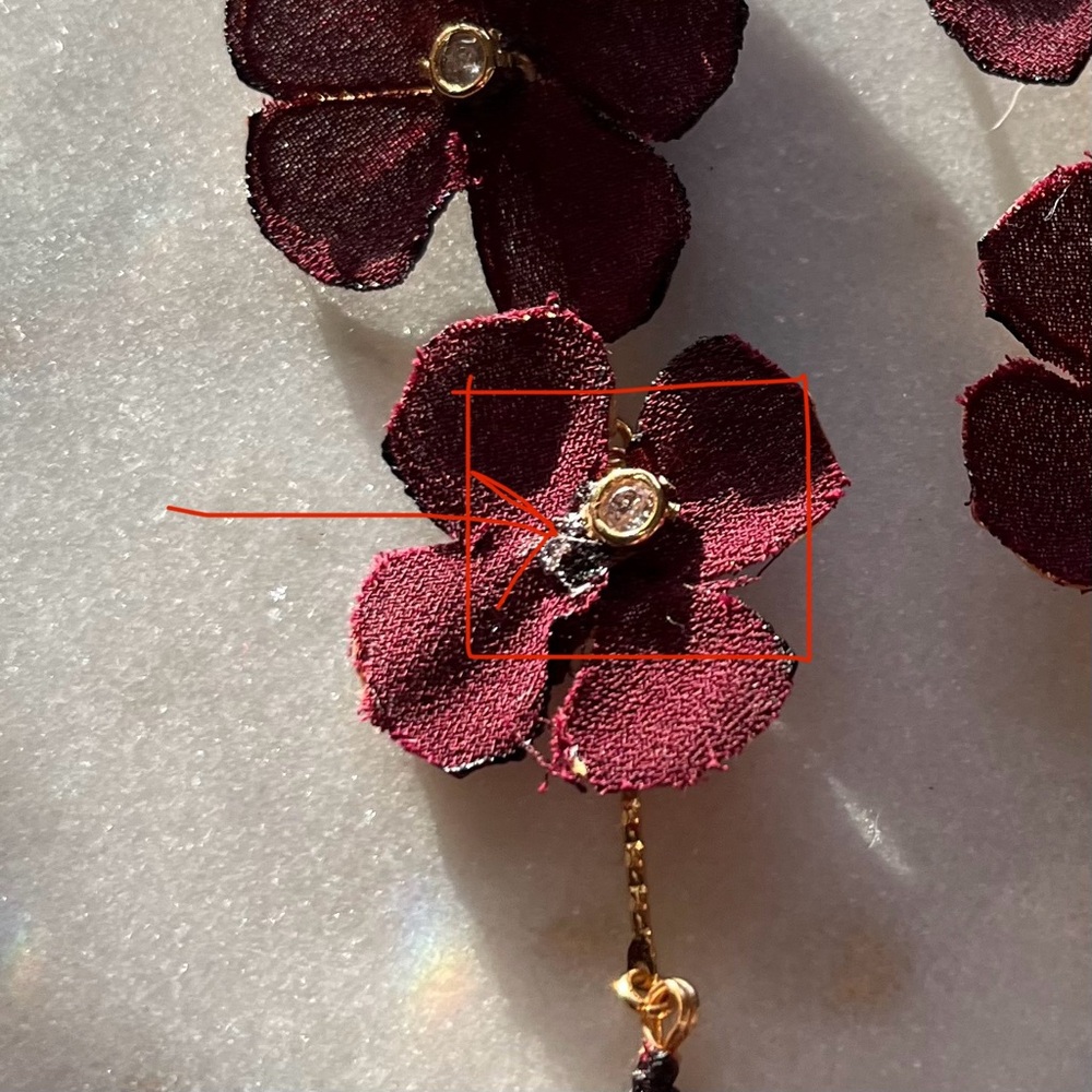 Nakamol Chicago Maroon Tiered Pansy Earrings with CZ Pre-Loved - Picture 7 of 7